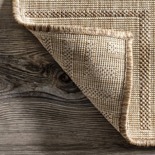 Nuloom Asha Light Brown/Ivory, 5' x 8', Casual, Striped Border, Soft and Cozy, High Traffic, Stain Resistant, Easy Clean, Durable Area Rug for Indoor/Outdoor Patio, Deck, Porch, Garden, Courtyard