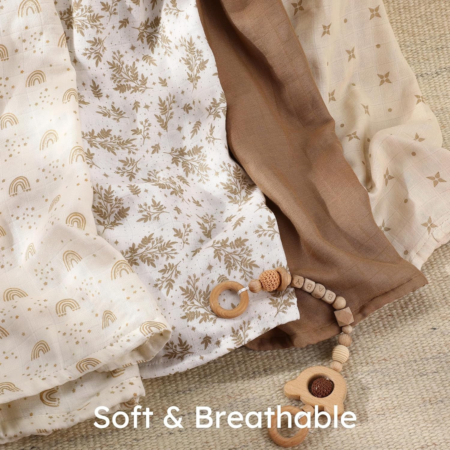 Yoofoss Muslin Swaddle Blankets - Organic 47 x 47 Inches Baby Receiving Blanket | Soft & Breathable for Newborns