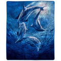 Lavish Home 92"x80" Weighted Blanket with Ocean Dolphins Pattern- Plush Thick 8 Pound Faux Mink Soft Fuzzy Blanket for Couch, Sofa and Bed