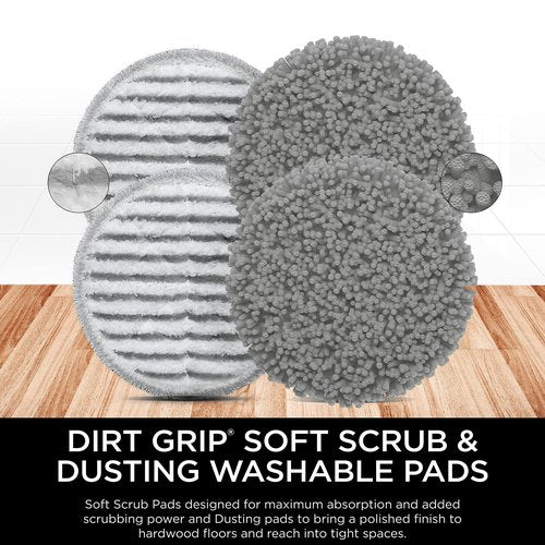 Shark Steam & Scrub Dirt Grip Soft Scrub & Dusting Washable Pads, Fully Reusable, Powerful Cleaning on All Sealed Hard Floors, Compatible with S8001, S8201, S7201 & S7001, Grey, XKITP7000D