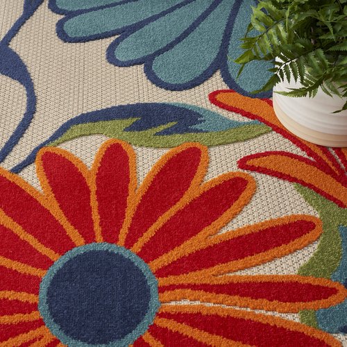 Nourison Home Aloha Multicolor 5'3" x 7'5" Area Rug - Easy Clean, Non Shedding, Bed Room, Living Room, Dining Room, Kitchen (5' x 8')