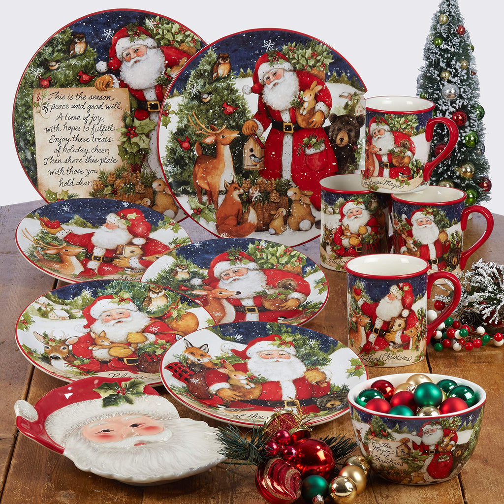 Certified International Magic of Christmas Santa Rectangular Platter, Multicolored Large