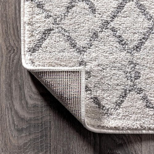 JONATHAN Y Boho Vintage Diamond Area Rug - Cream/Gray 8x10 ft | Easy-Clean, Pet-Friendly Design for Living Room, Bedroom, Office