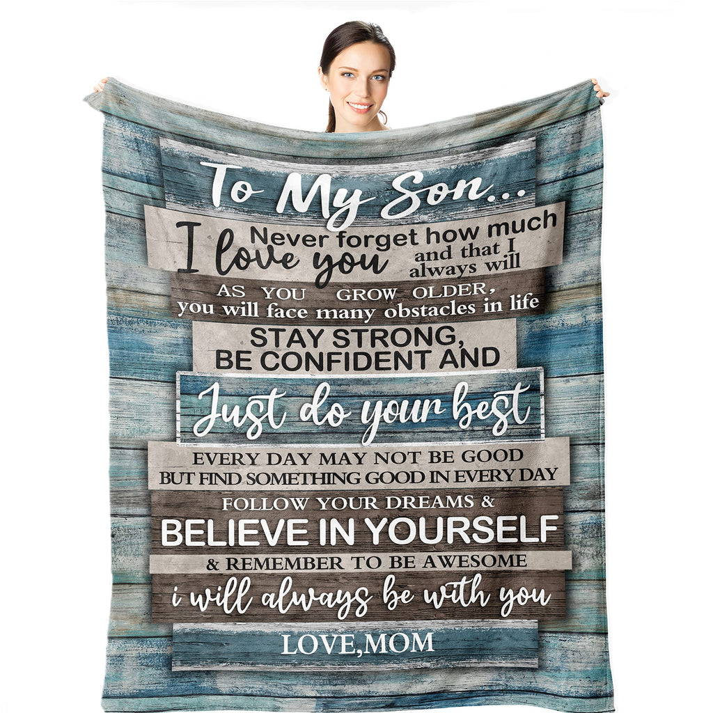Wisegem Son Gifts from Mom - to My Son Blanket 60"x50" - Birthday Gifts for Boys from Mother - Sons Graduation Fathers Day Birthday Gift Ideas