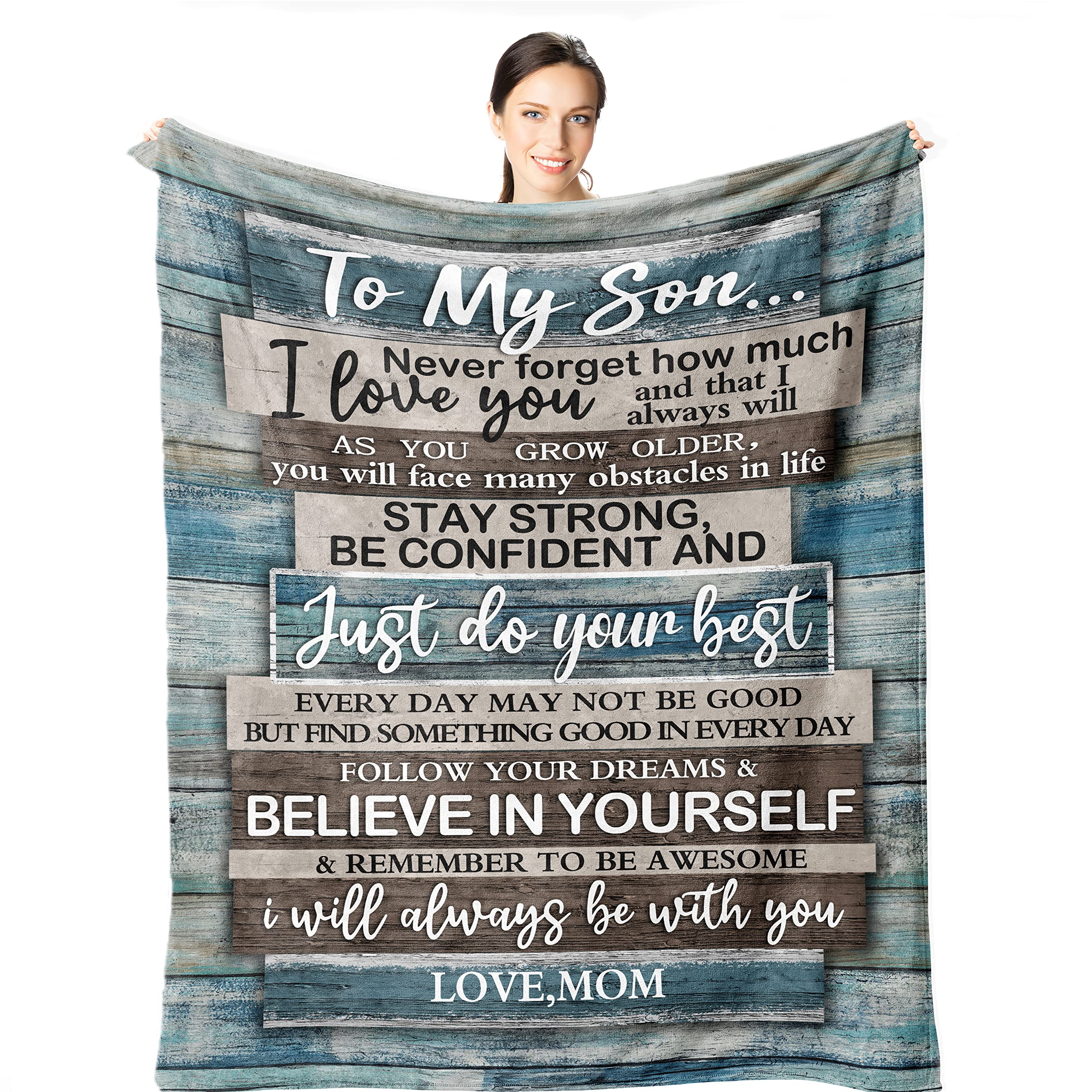 Wisegem Son Gifts from Mom - to My Son Blanket 60"x50" - Birthday Gifts for Boys from Mother - Sons Graduation Fathers Day Birthday Gift Ideas