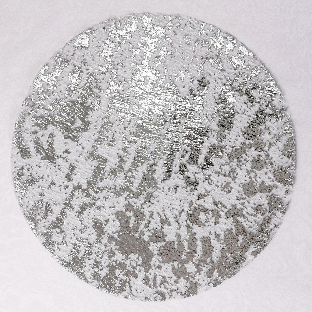 Snowkingdom Silver Disposable Placemats Set of 24 Foil Mesh 13 Inch Round Pressed Table Mates 24 Pack Silver Doilies for Dining Table Wedding Birthday Party Holiday Home Decoration