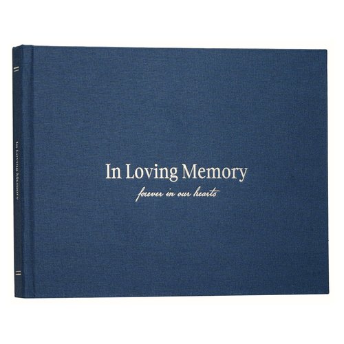 Kunitsa Co. Funeral Guest Book for Memorial Service, in Loving Memory, Navy Blue Cover