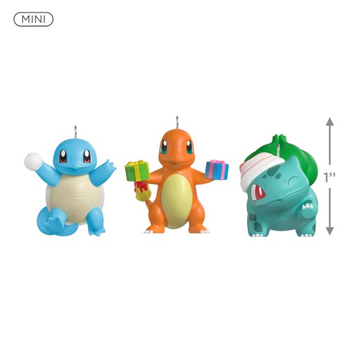 Hallmark Keepsake Mini Christmas Ornaments 2025, Pokémon Squirtle, Charmander, Bulbasaur, Set of 3, Gifts for Gamers