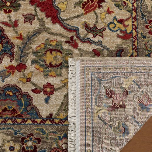 SAFAVIEH Kashan Collection Area Rug - 4' x 6', Ivory & Taupe, Traditional Oriental Design, Non-Shedding & Easy Care, Ideal for High Traffic Areas in Living Room, Bedroom, Dining (KSN307A-4)