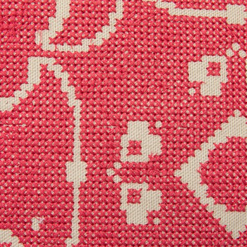 Creative Co-Op, Pink Cotton Pillow with Embroidered Design and Chambray Back, Natural