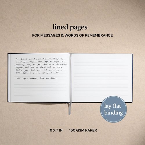 Kunitsa Co. Funeral Guest Book for Memorial Service, in Loving Memory, Navy Blue Cover