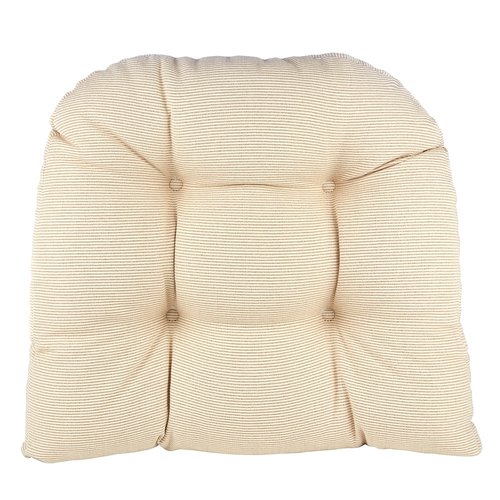 Klear Vu Saturn Non-Slip Seat Cushion, Assembled in The USA, Button-Tufted Pillow for Dining, Office, or Rocking Chair, Durable Fabric Cover, 18" x 20" x 3", Set of 2, Natural