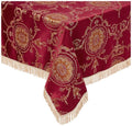 Violet Linen Prestige Damask Design Tablecloths, 60" X 140", Burgundy