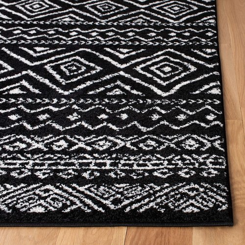 SAFAVIEH Tulum Collection Runner Rug - 2' x 13', Black & Ivory, Moroccan Boho Distressed Design, Non-Shedding & Easy to Clean, Ideal for Living Room, Hallway, Foyer, Bedroom (TUL267Z)