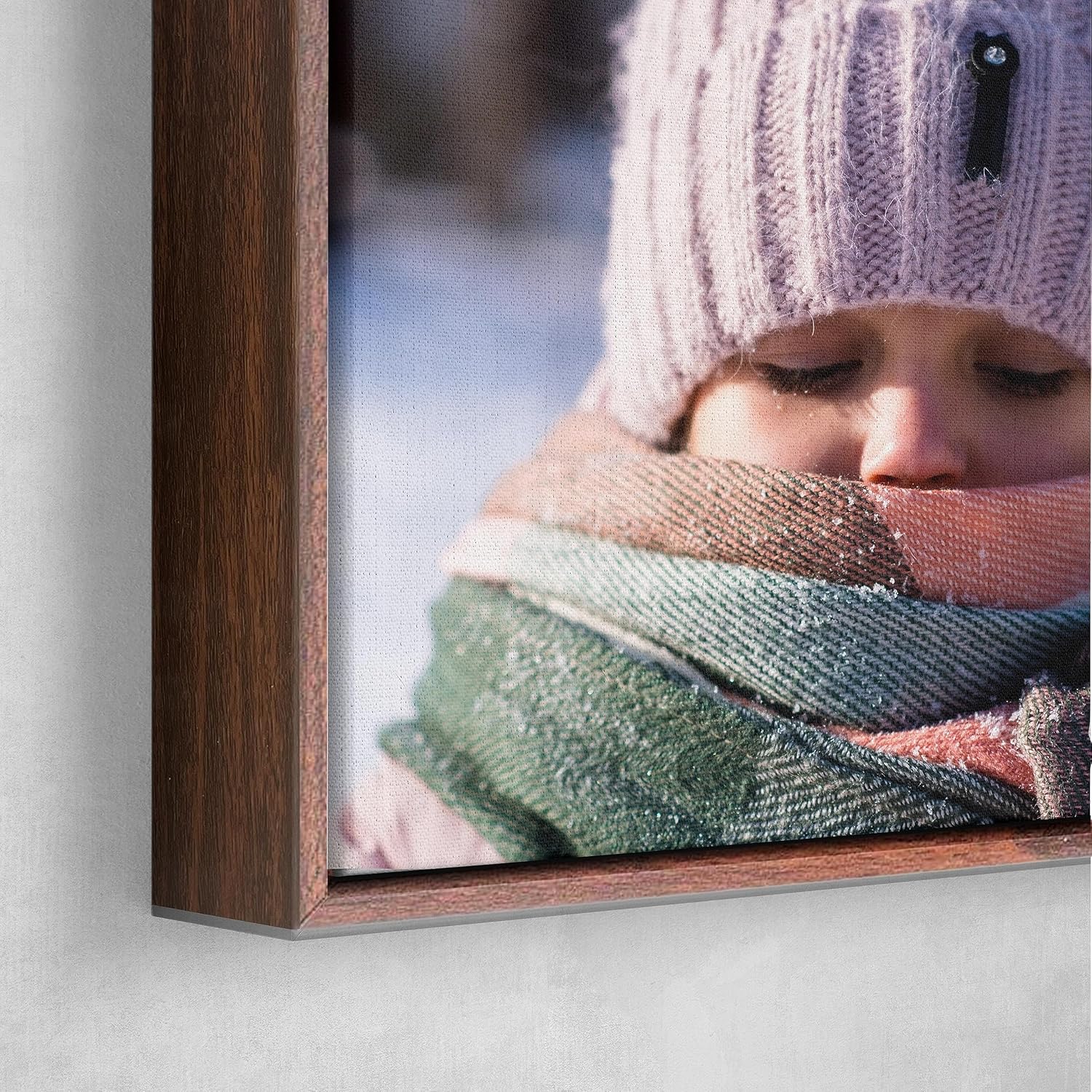 P&L ART Personalized Canvas Prints - Transform Photos into Stunning Wall Art | 11x14 Walnut Framed Decor