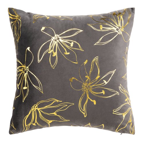 SAFAVIEH Home Collection Yari Blossom 18-inch Grey/Gold Decorative Accent Pillow PLS7146A-1818, 19"x19"