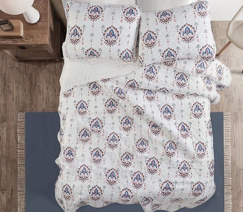 Lucky Brand Quilt Set – 3-Piece Queen Size Quilt Sets with Pillow Shams, Cotton & Polyester, Lightweight, Modern Paisley Ikat Coverlet Queen Size