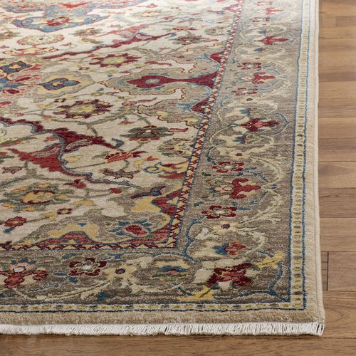 SAFAVIEH Kashan Collection Area Rug - 4' x 6', Ivory & Taupe, Traditional Oriental Design, Non-Shedding & Easy Care, Ideal for High Traffic Areas in Living Room, Bedroom, Dining (KSN307A-4)