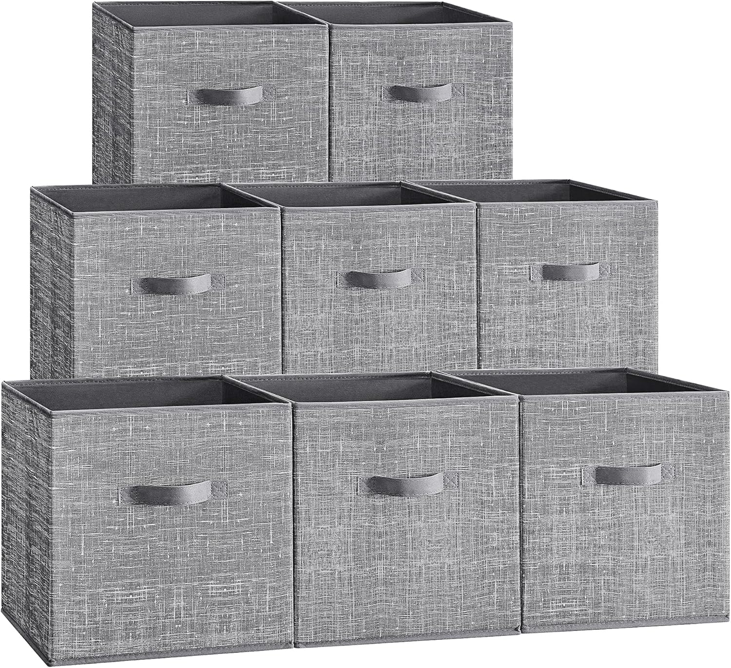 SONGMICS Storage Cubes - Foldable Non-Woven Fabric Bins with Double Handles - Set of 8, Cattail Gray, 13 x 13 x 13 Inches