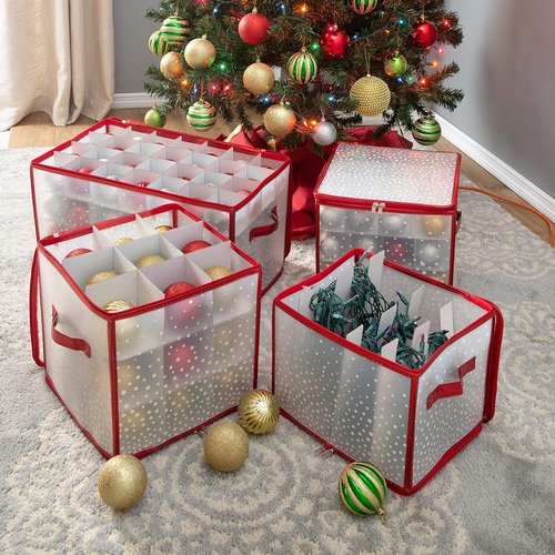 Holiday Light Organizer Box - Simplify Christmas Storage | Holds 500 Lights | Collapsible Red Design
