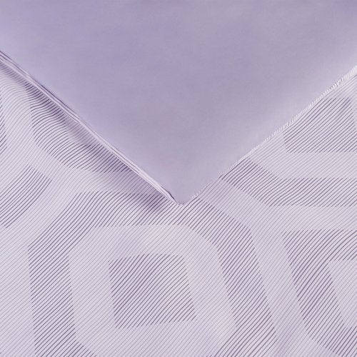 Serta Simply Clean Skyler Soft 5 Piece Geometric Bed in A Bag Complete Bedding Comforter Set with Sheets and Pillow Case for All Season, Twin/Twin XL, Lavender