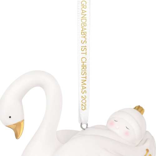Hallmark Keepsake Christmas Ornament 2025, Grandbaby's First Christmas Swan 2025, Porcelain