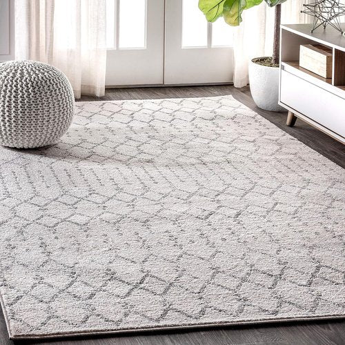 JONATHAN Y Boho Vintage Diamond Area Rug - Cream/Gray 8x10 ft | Easy-Clean, Pet-Friendly Design for Living Room, Bedroom, Office