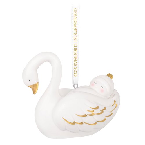 Hallmark Keepsake Christmas Ornament 2025, Grandbaby's First Christmas Swan 2025, Porcelain
