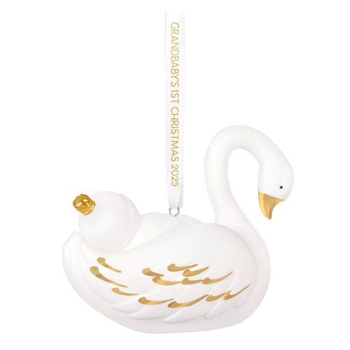 Hallmark Keepsake Christmas Ornament 2025, Grandbaby's First Christmas Swan 2025, Porcelain