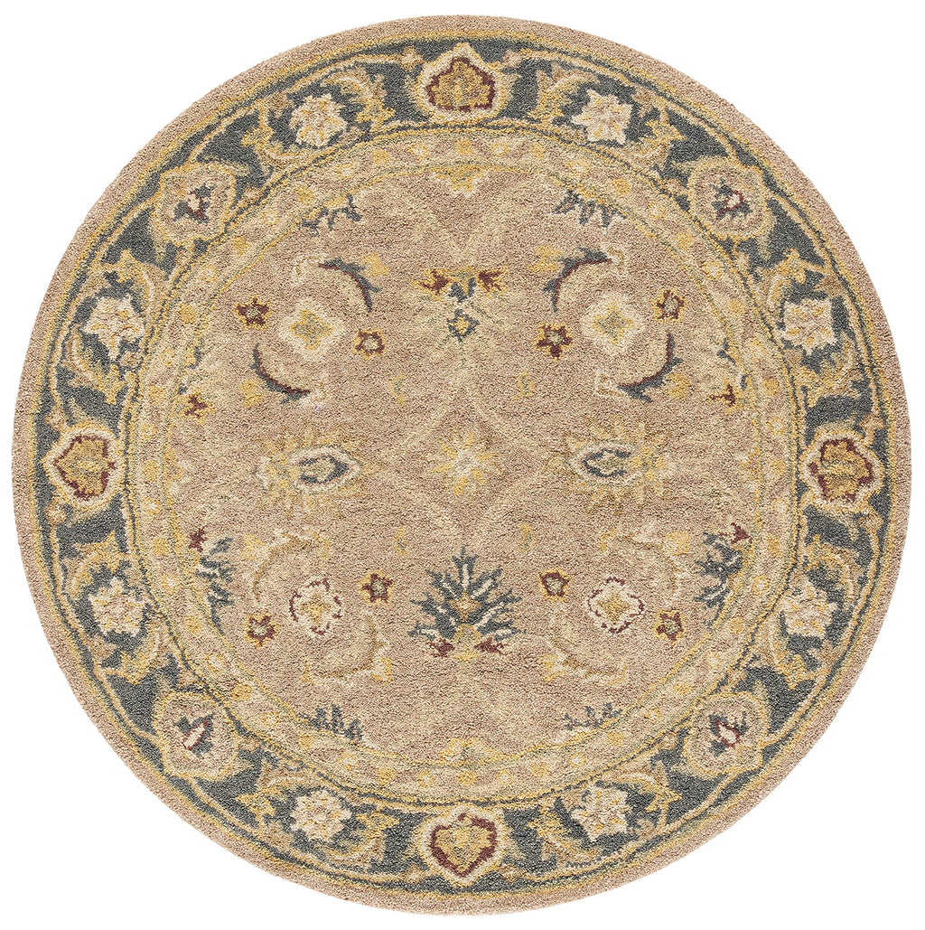 SAFAVIEH Anatolia Collection Area Rug - 4' Round, Brown & Blue, Handmade Traditional Oriental Wool, Ideal for High Traffic Areas in Living Room, Bedroom (AN549A)