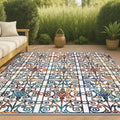 JONATHAN Y Ornate Trellis Indoor Outdoor Area Rug 5X8 Cream/Blue/Orange, Cetara for Backyard, Patio, Porch, Easy-Cleaning, High Traffic, Pet-Friendly, Non-Shedding (AMC111A-5)