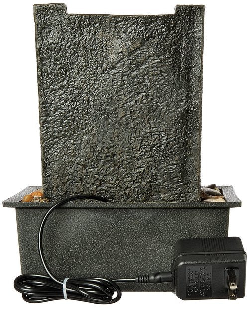 Indoor Fountain with LED Lights – Lighted Tabletop Water Feature with Stone Wall and Soothing Sound – Zen Décor for Home or Office by Pure Garden