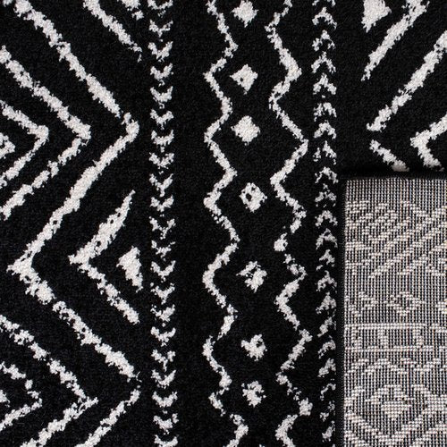 SAFAVIEH Tulum Collection Runner Rug - 2' x 13', Black & Ivory, Moroccan Boho Distressed Design, Non-Shedding & Easy to Clean, Ideal for Living Room, Hallway, Foyer, Bedroom (TUL267Z)