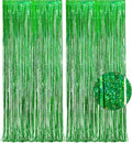 GREATRIL Green Tinsel Curtain Backdrop - Foil Fringe Streamers for Festive Decorations | 2 Packs
