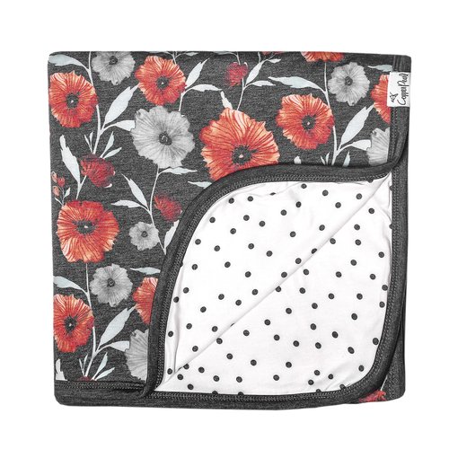 Large Premium Knit Baby 3 Layer Stretchy Quilt Blanket"Poppy" by Copper Pearl