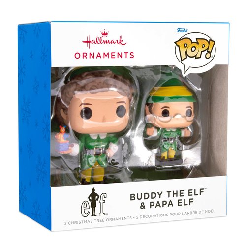 Hallmark Elf Buddy The Elf and Papa Elf Funko POP! Christmas Ornaments, Set of 2, Pop Culture Gifts