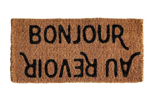 Creative Co-Op Bonjour/Au Revoir Rectangle Coir Doormat