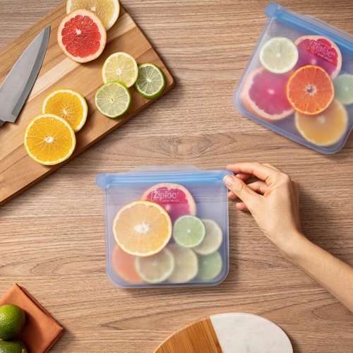 Ziploc Endurables Pouch and Containers Variety Pack, Reusable Silicone Bags and Food Storage Meal Prep Containers for Freezer, Oven, and Microwave, Dishwasher Safe, 5 Total