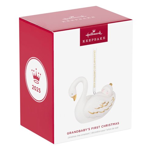 Hallmark Keepsake Christmas Ornament 2025, Grandbaby's First Christmas Swan 2025, Porcelain