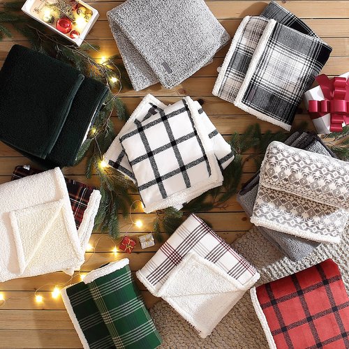 Eddie Bauer - Throw Blanket, Reversible Sherpa Fleece Bedding, Home Decor for All Seasons (Vail Plaid, Throw)