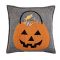 Mud Pie Felt Halloween Pillow, Pumpkin, 14" x 14"