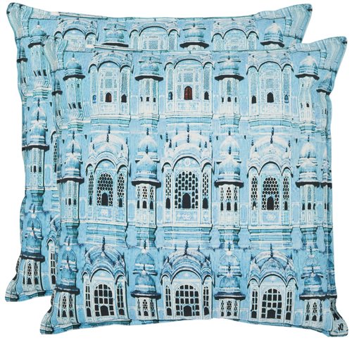 Safavieh Pillows Collection Verone Decorative Pillow, 20-Inch, Turquoise, Set of 2