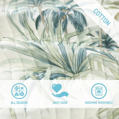 Tommy Bahama - Twin Quilt, Reversible Cotton Bedding, Floral Bedding Set (Serenity Palm Blue, Twin)