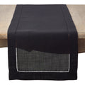 SARO LIFESTYLE Hemstitched Border Table Runner, Black, 16"x120"