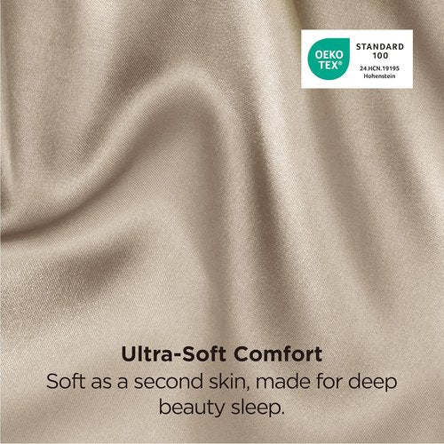 Bedsure Satin Pillowcases - Luxurious Silk-Like Queen Size Set of 2 | Envelope Closure, Khaki, 20x30 Inches