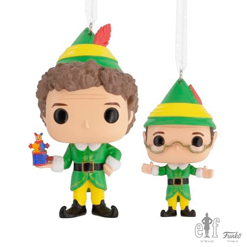 Hallmark Elf Buddy The Elf and Papa Elf Funko POP! Christmas Ornaments, Set of 2, Pop Culture Gifts