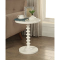 Round Top End Table - White Accent Table for Living Room