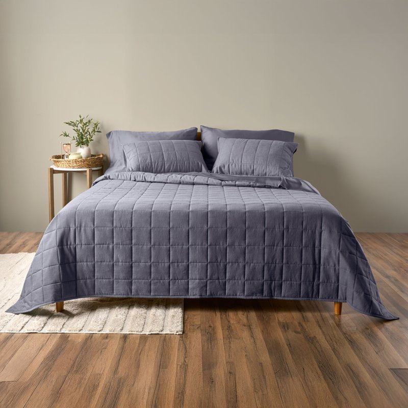 Allswell Cotton Linen Blend Quilt Set - Full/Queen, Shark Grey