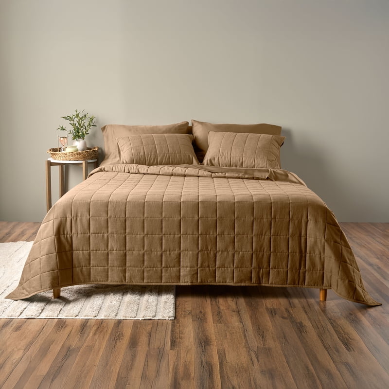 Allswell Cotton Linen Blend Quilt Set - Full/Queen, Fatigue Tan
