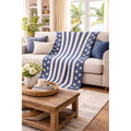 Lanwood Home Americana Summer Knitted Throw Blanket - Blue Star Stripe, Oversized USA Flag